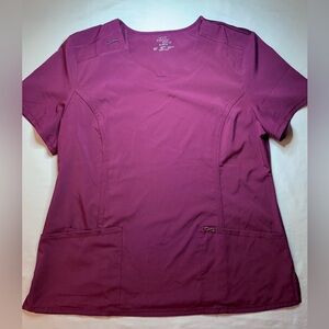 INFINITY CHEROKEE ROUND NECK NURSE SCRUBS TOP FOR WOMEN WITH 3 POCKETS XL - WINE